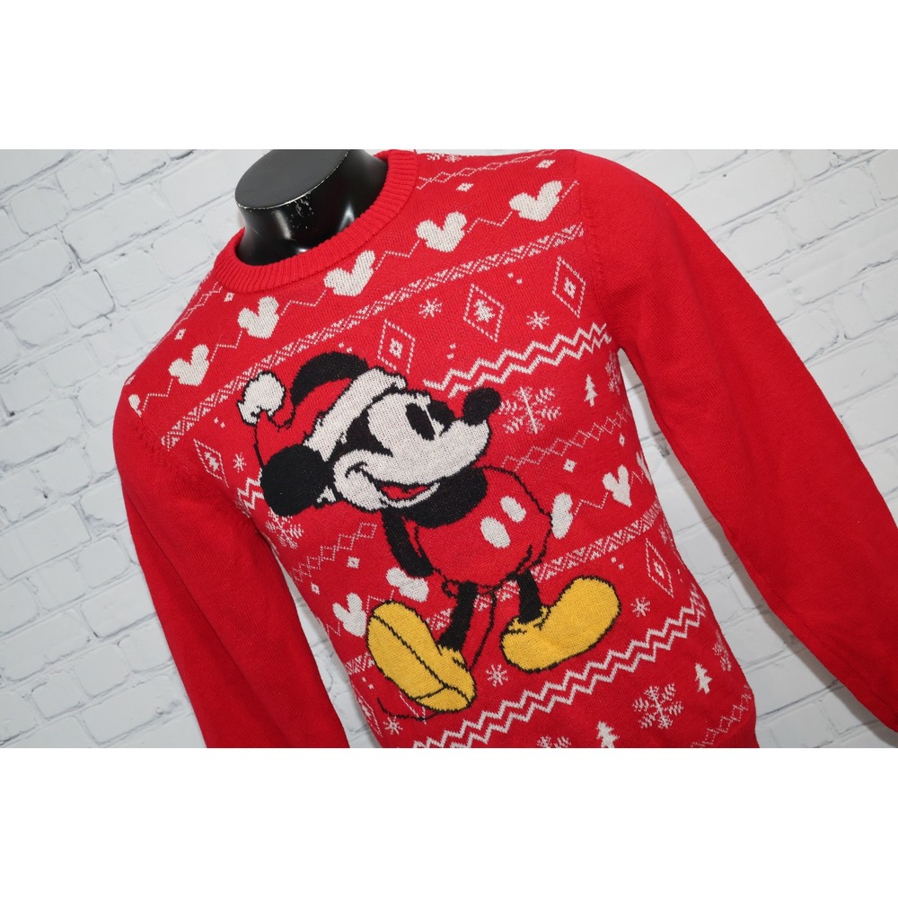 Disney Mickey Mouse Sweater Men Small Red Ugly Christmas Fair Isle Santa Holiday